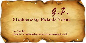 Gladovszky Patrícius névjegykártya